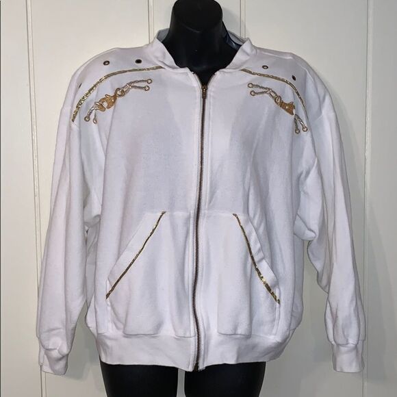 Vtg 80s Barbara Gerwit white knit sweater jacket - Picture 1 of 8